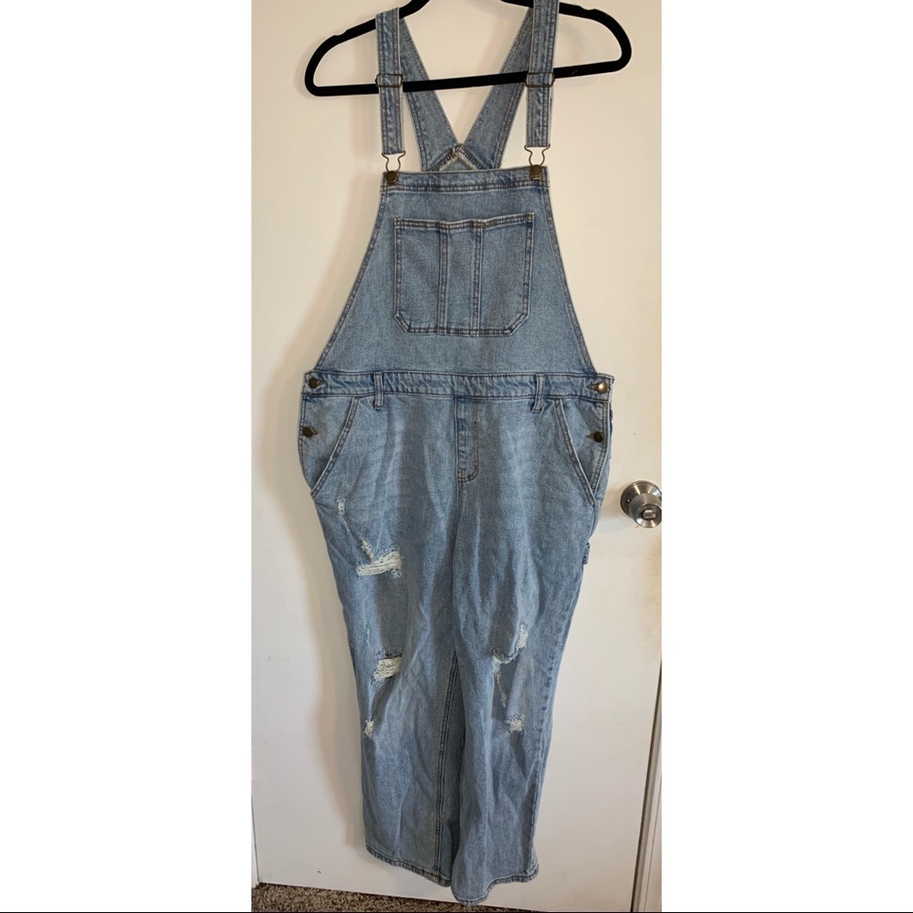 Wild Fable straight leg distressed overalls